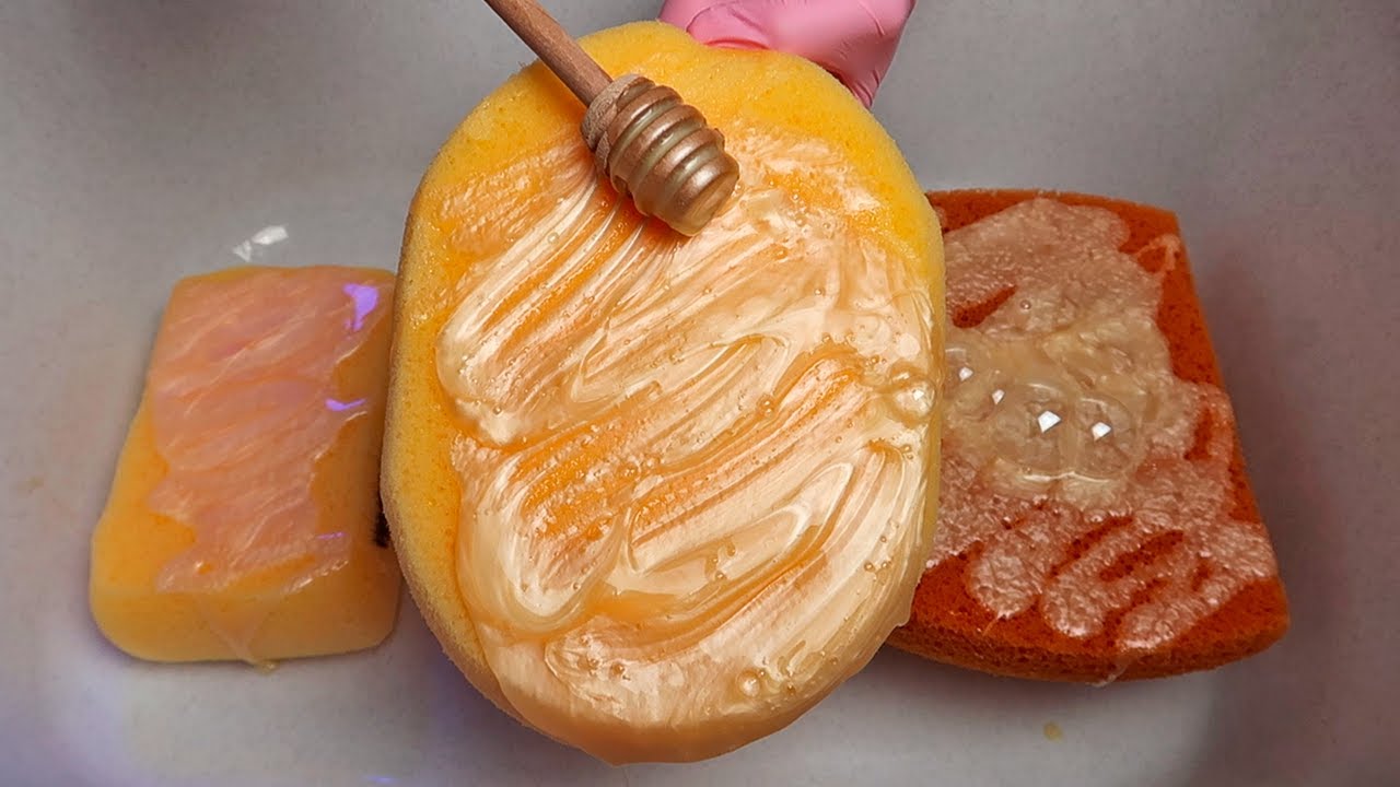 ASMR Shampoo 🫧 Sponge Squeezing 🐝 Honey scent 🍯