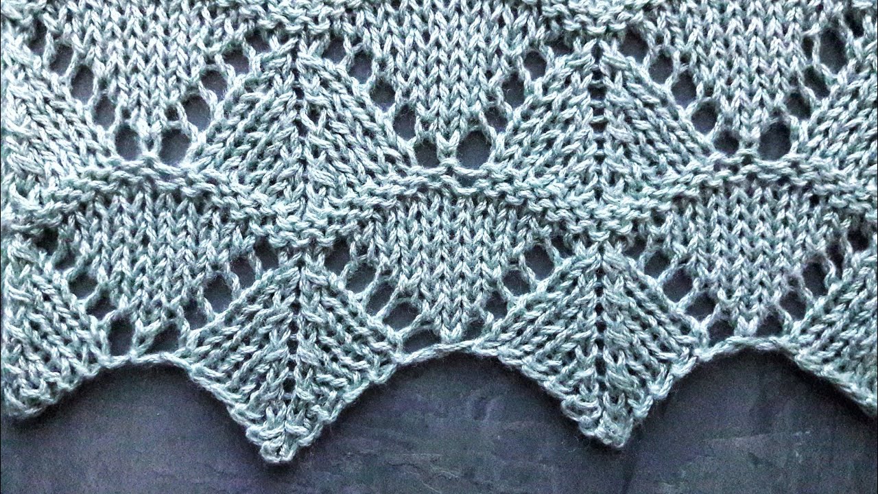 Ажурный узор спицами  Волны / Openwork knit pattern