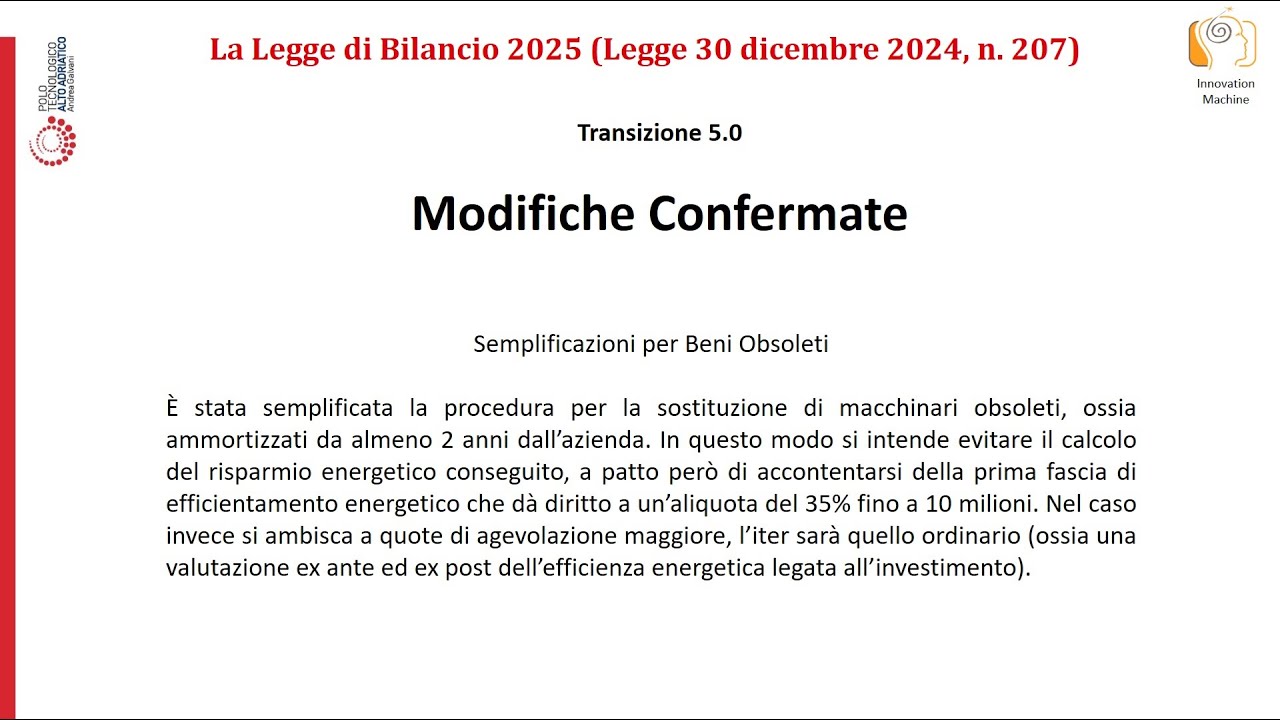 Aggiornamento Transizoine 5.0 e Industria 4.0 gennaio 2025