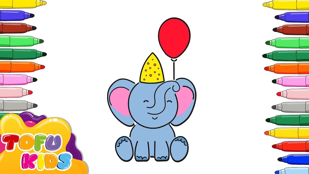 How To Draw A Baby Elephant 🐘🧑🏻&zwj;🎨 🎨 | Easy to Draw Pictures for Kids | Tofu Kids