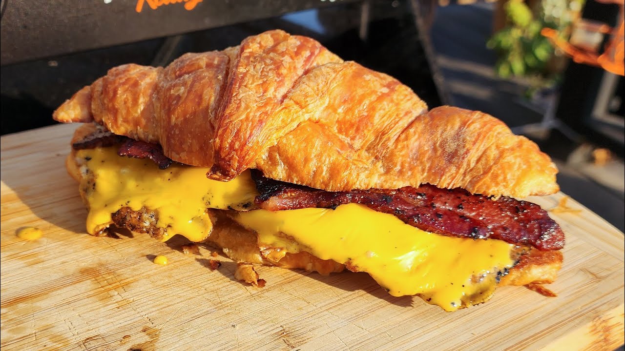 Breakfast Bacon, Egg, and Cheese Croissant on the Blackstone Griddle
