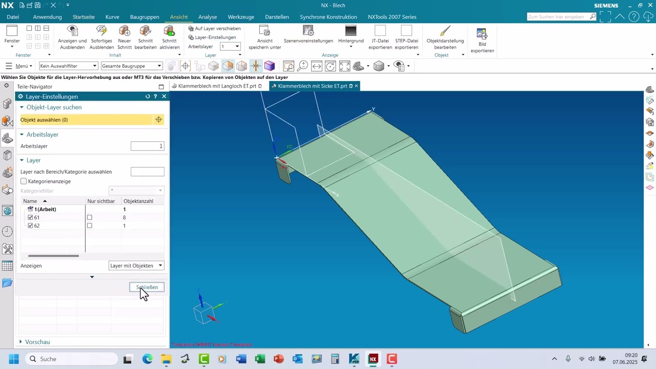 CAD NX Blech Biegung rückgängig machen und erneut biegen
