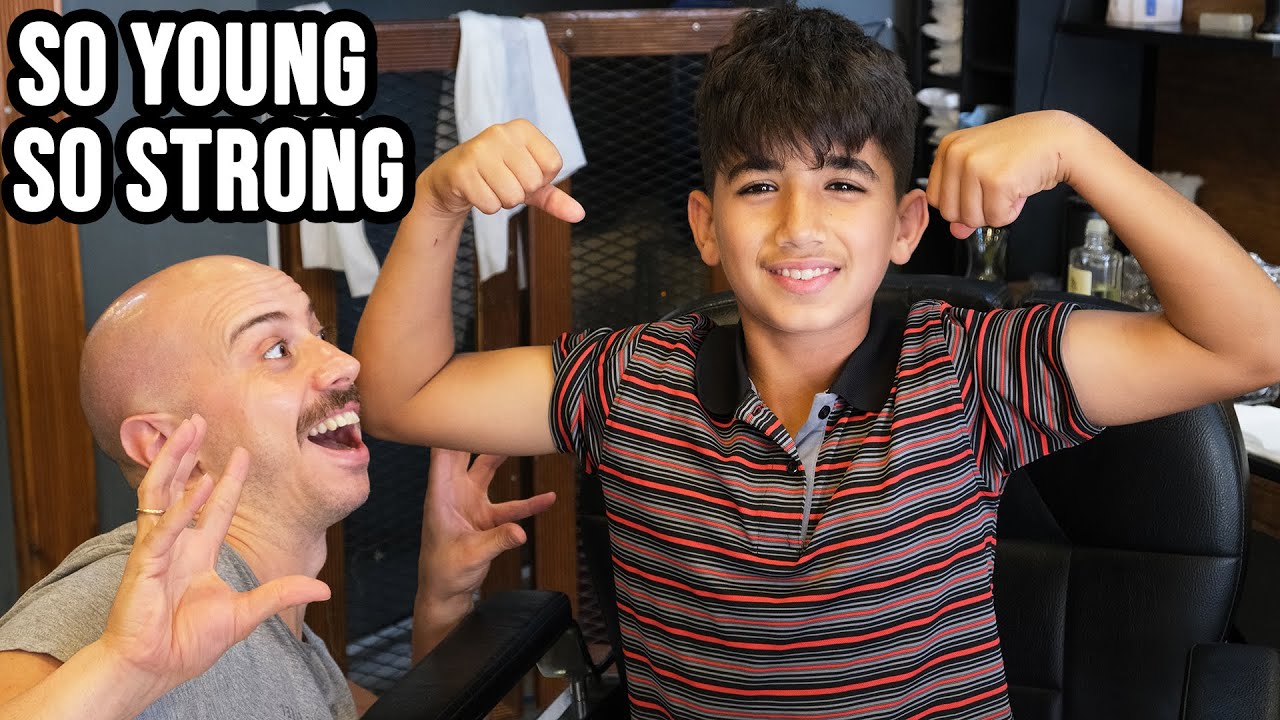 ASMR HEAD MASSAGE by the YOUNGEST barber I ever met 👦