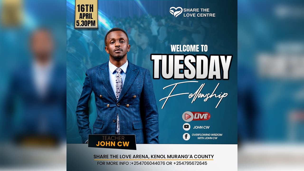 WELCOME TO TUESDAY FELLOWSHIP WITH TR. JOHN CW  || 16-04-2024