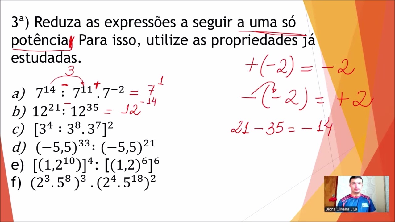 Revisão P1 - Propriedades das potências.
