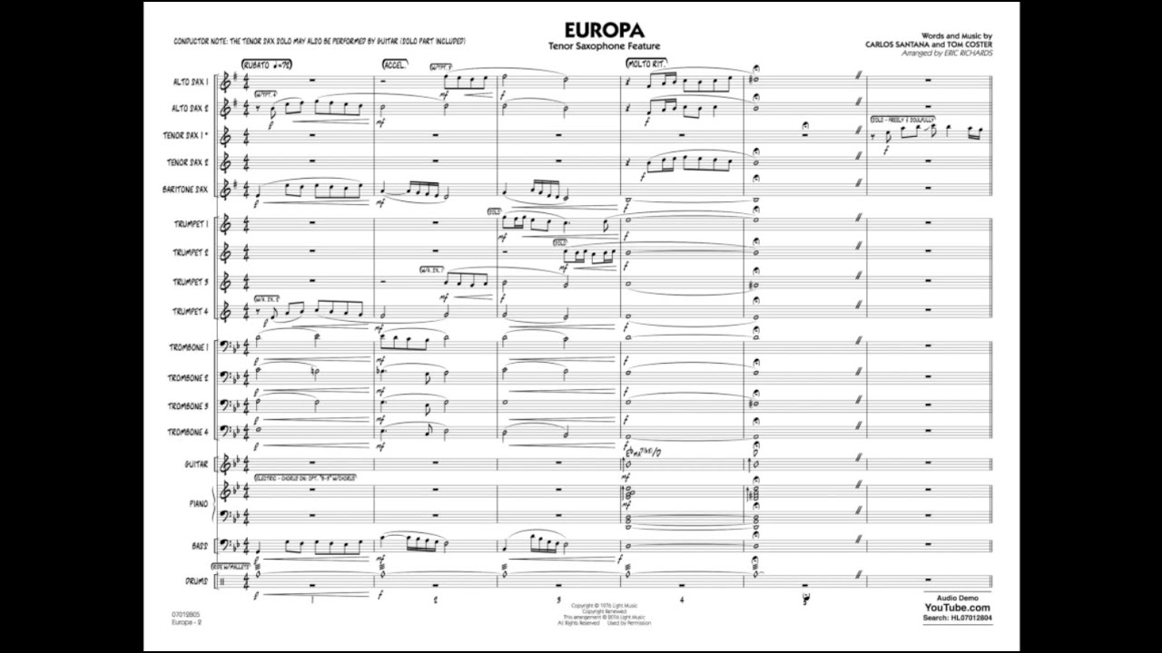 Europa arranged by Eric Richards