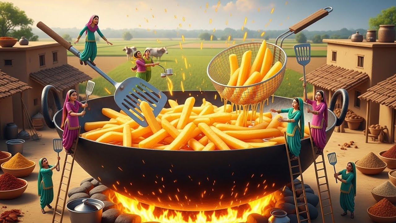 “😋 Giant Aloo Wale French Fries in Punjabi Village! 🥔🔥  Episode 8: Giant French Fries Challenge!”