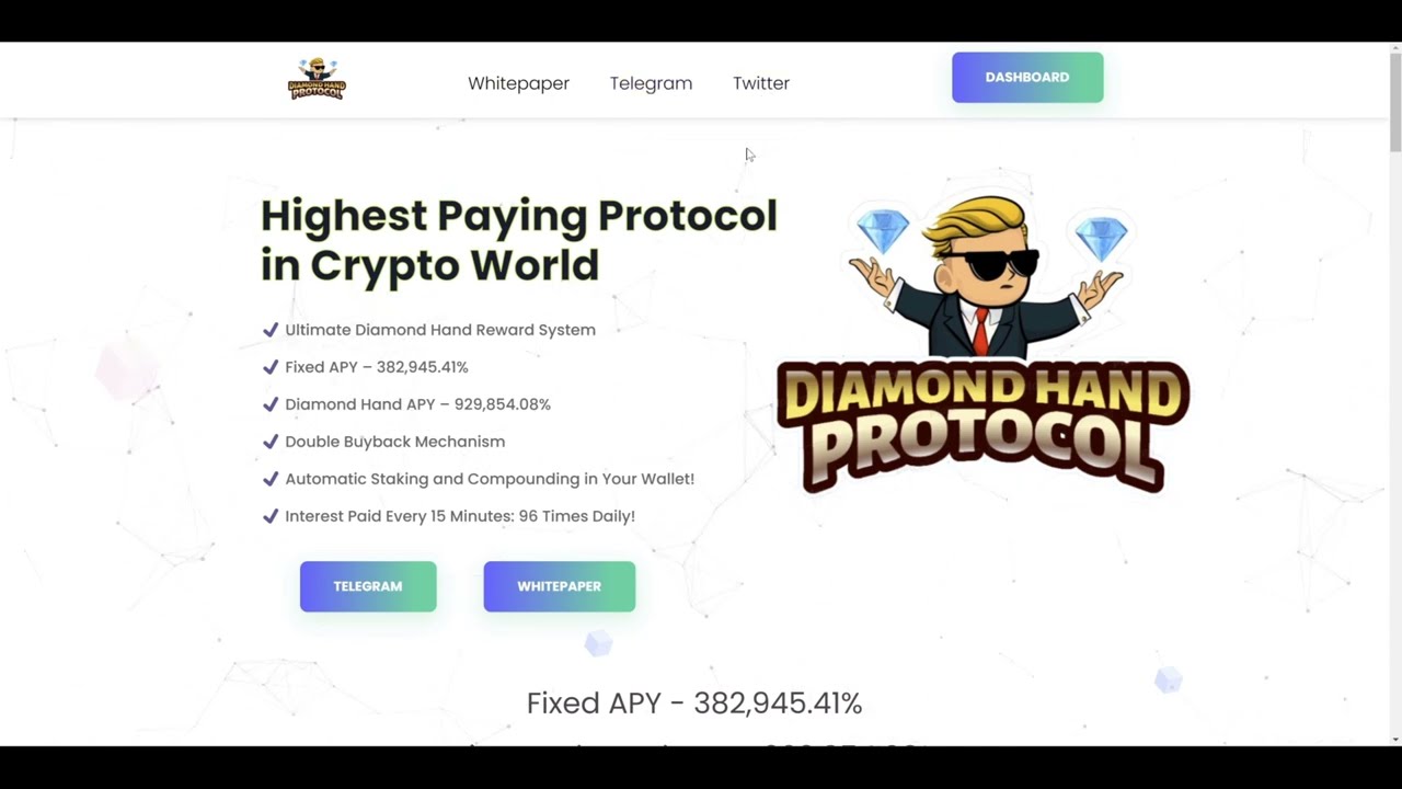 Diamond Hands Protocol - 929,854.08% APY - Recompensas por Holdear - Interes compuesto Automatico