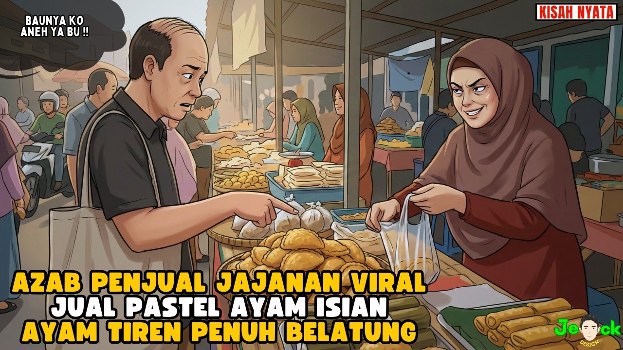 AZAB PENJUAL JAJANAN VIRAL JUAL PASTEL AYAM ISIAN AYAM TIREN PENUH BELATUNG || ANIMASI AZAB