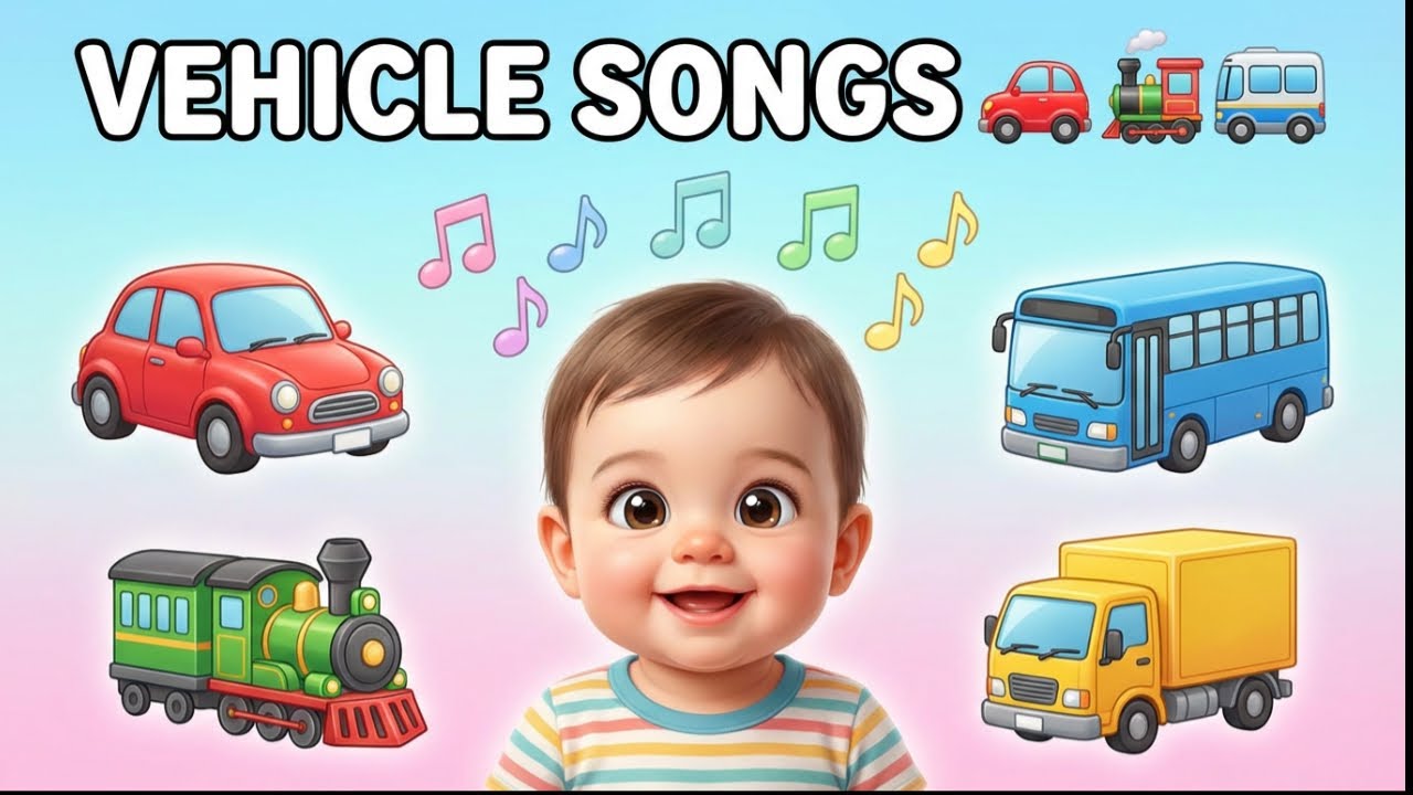 “JJ’s Songs About Cars, Trains, Trucks & More! 🚌🚘 | Fun Vehicle Songs for Kids”