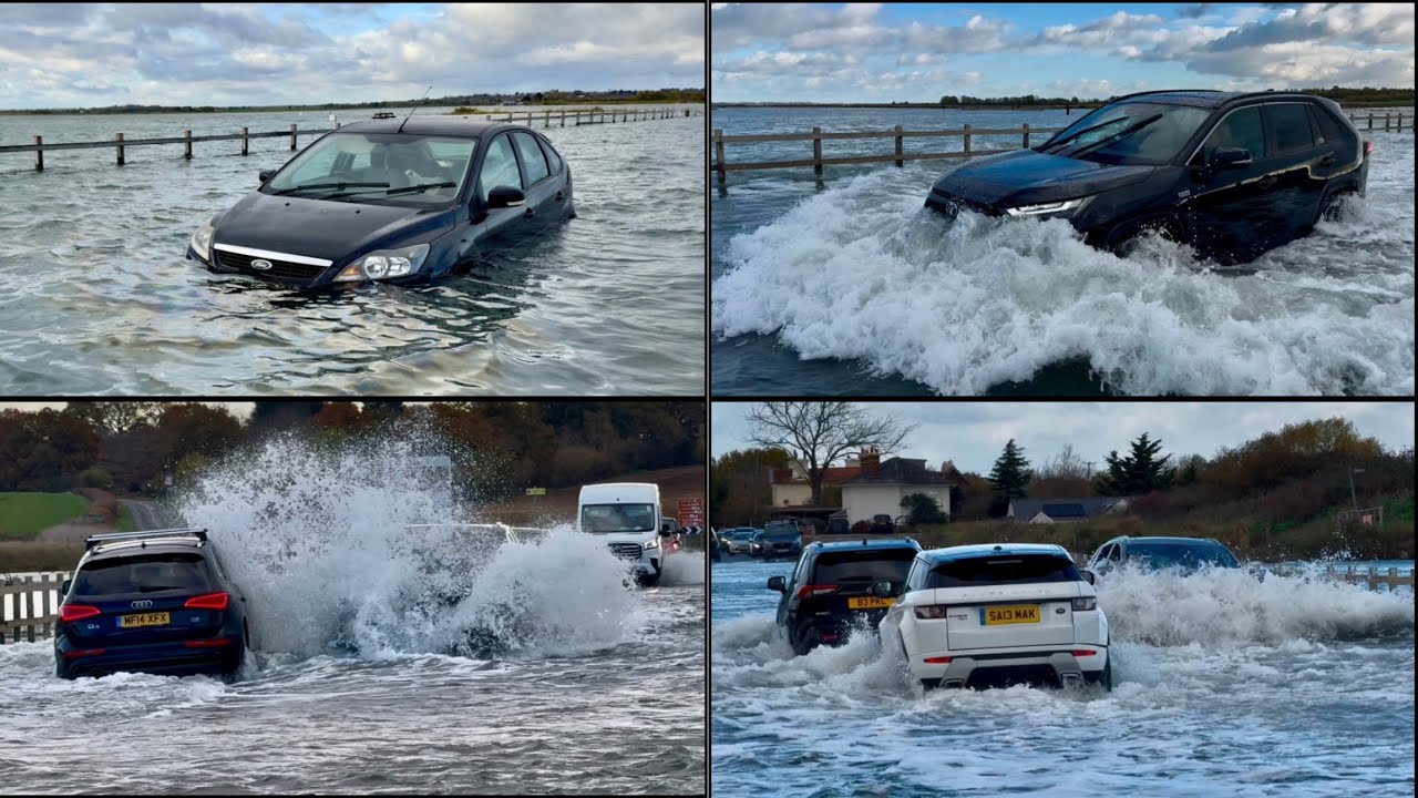Motorists Tackle The Sea After High Tide Swallows Road In Minutes!! | Mersea Island Strood | Part 1