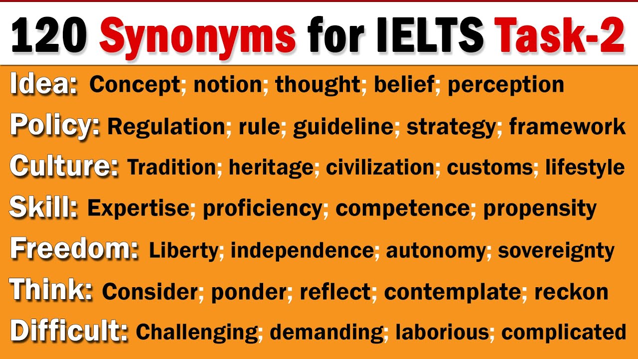 120 Useful Synonyms for IELTS Writing Task 2