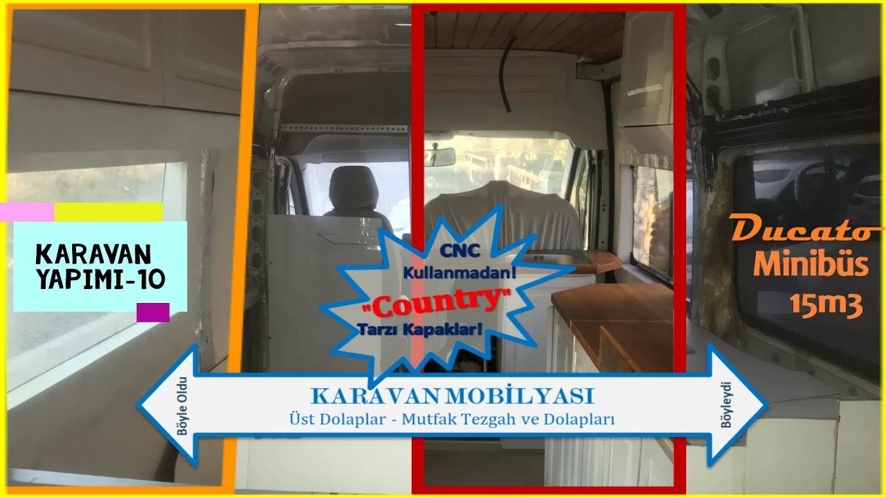 KARAVAN YAPIMI-10 | Country Tarzı Kapak | Mutfak Tezgahları ve Üst Saklama Dolapları #karavanmobilya