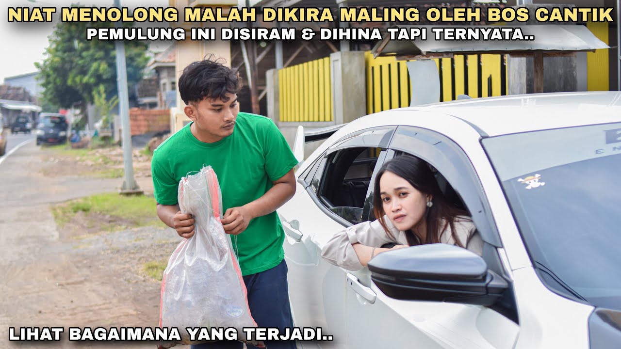 NIAT MENOLONG MALAH DIKIRA MALING‼️PEMULUNG INI DISIRAM OLEH BOS CANTIK KARENA MENJAGA MOBILNYA‼️