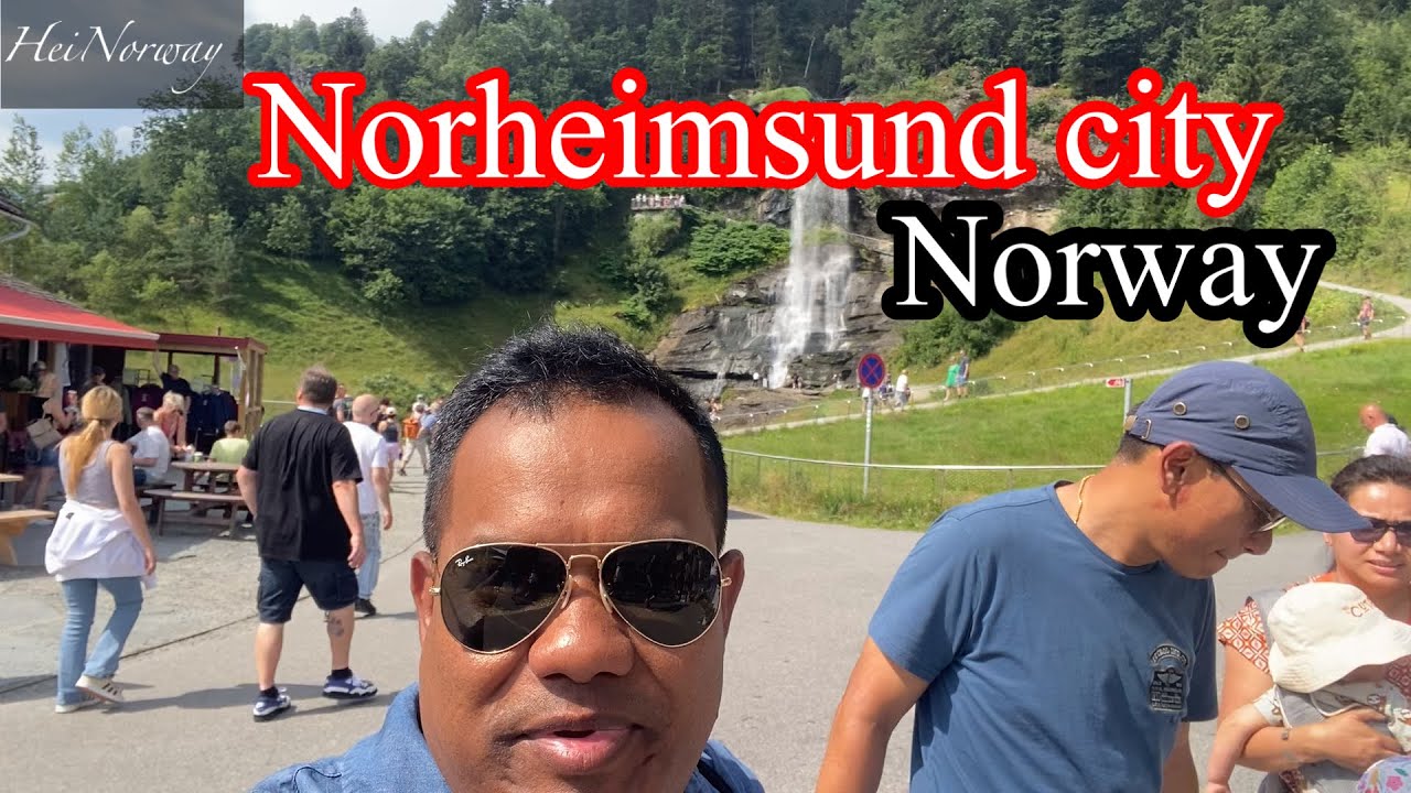 Waterfall Walking around NORHEISUND city Norway and the fountain #fountain #norheimsund #waterfall