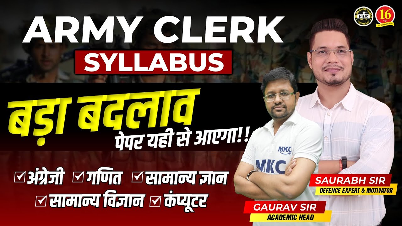 Agniveer Army Clerk Syllabus 2024 | Army Clerk 2024 | Agniveer Army Clerk Full Information | MKC