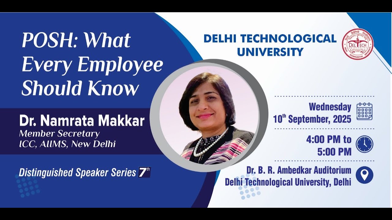Distinguished Speaker Series 7th LIVE | POSH: What Every Employee Should Know by- Dr. Namrata Makkar