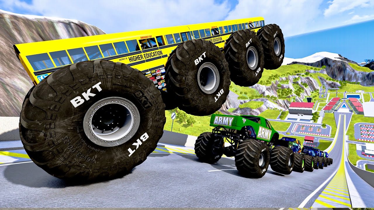 BeamNG Stunt Show Monster Truck vs  Cars!