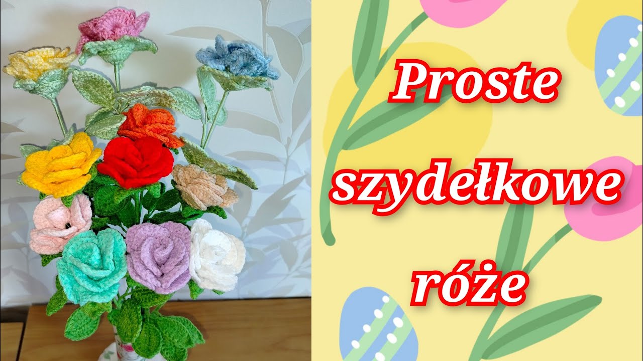 Proste róże na szydełku.