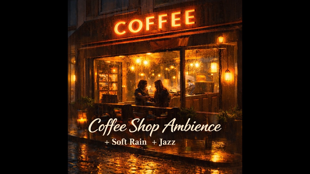 Rainy Coffee Shop Ambience ☕ Smooth Jazz & Soft Rain for Deep Focus