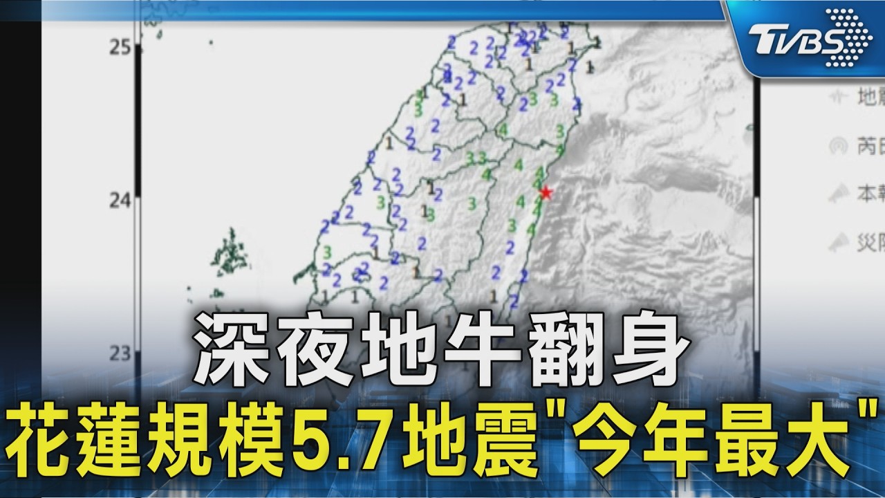深夜地牛翻身 花蓮規模5.7地震｢今年最大｣｜TVBS新聞 @TVBSNEWS02