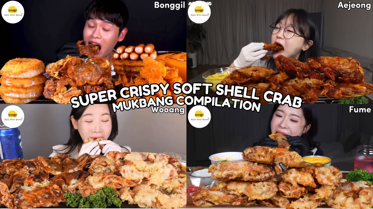 ASMR | SUPER CRISPY SOFT SHELL CRABS MUKBANG COMPILATION |