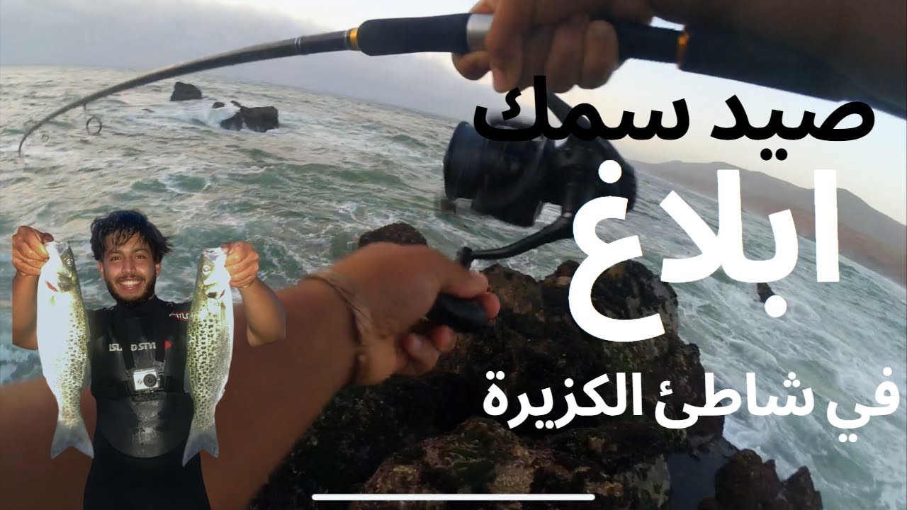 صيد سمك ابلاغ بطريقة الصيد بالجر 🎣السبينينغ في شاطئ الكزيرة 🇲🇦💤😵