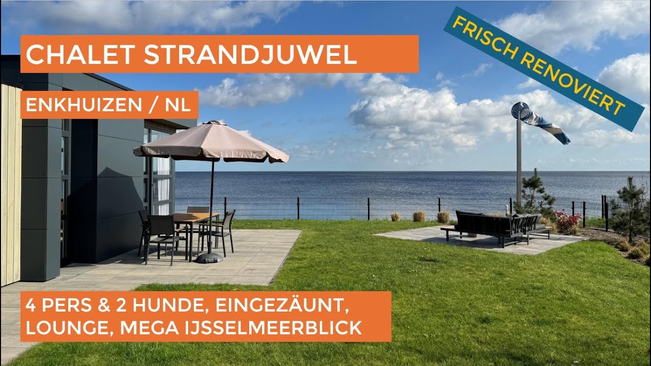 frisch renoviert, Erste Reihe am IJsselmeer, Mega-Ausblick, eingez&auml;unt, 4 Pers & 2 Hunde willkommen