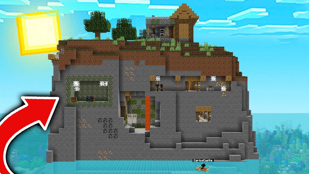 Encontramos una CASA de ALDEANO en una ISLA ACANTILADO de MINECRAFT! 😱