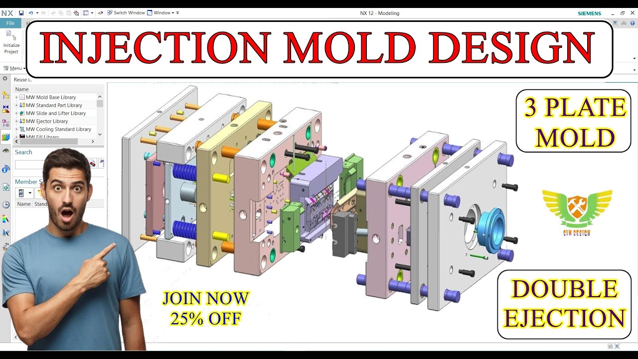 MOULD DESIGN TUTORIAL | 3 plate mold design | Double ejection mould design #2platemoulddesign