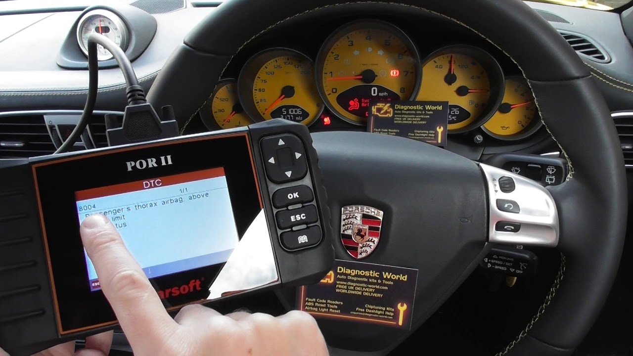 iCarsoft POR II Diagnose & Reset Porsche 911 997 Airbag Warning Light Code 8004