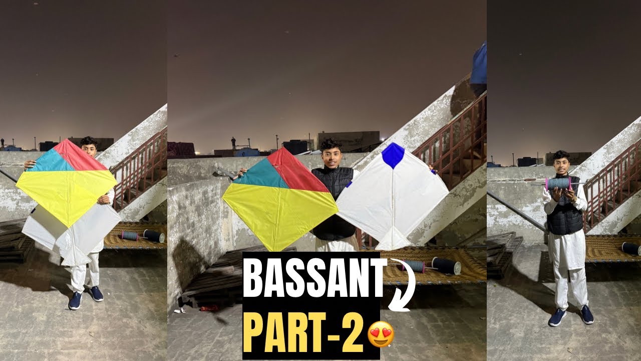 Night bassant part 2 😊| kites flying and looting 😩•
