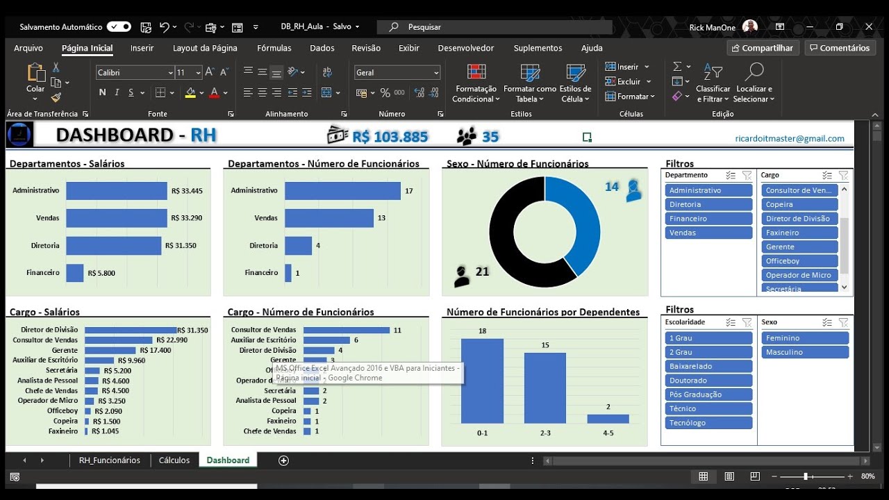 Como criar um DashBoard em Excel - RH - Parte1