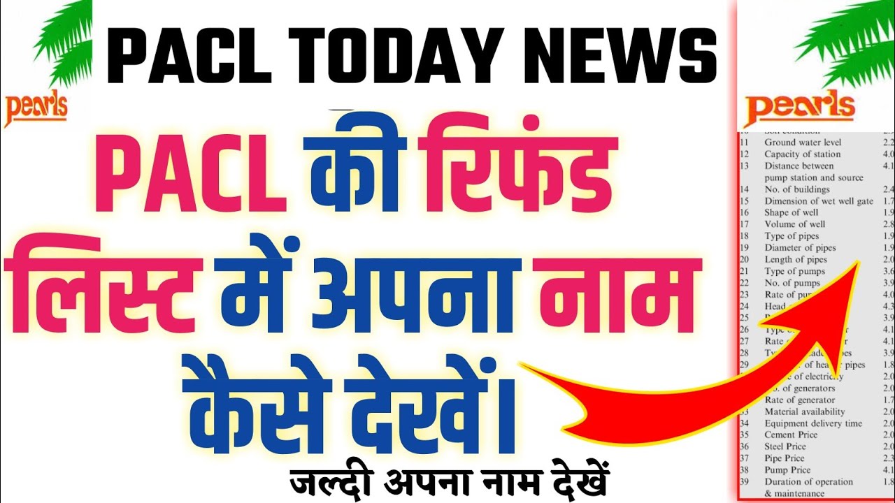 PACL रिफंड लिस्ट में अपना नाम कैसे देखें। PACL TODAY NEWS, PACL LATEST UPDATE