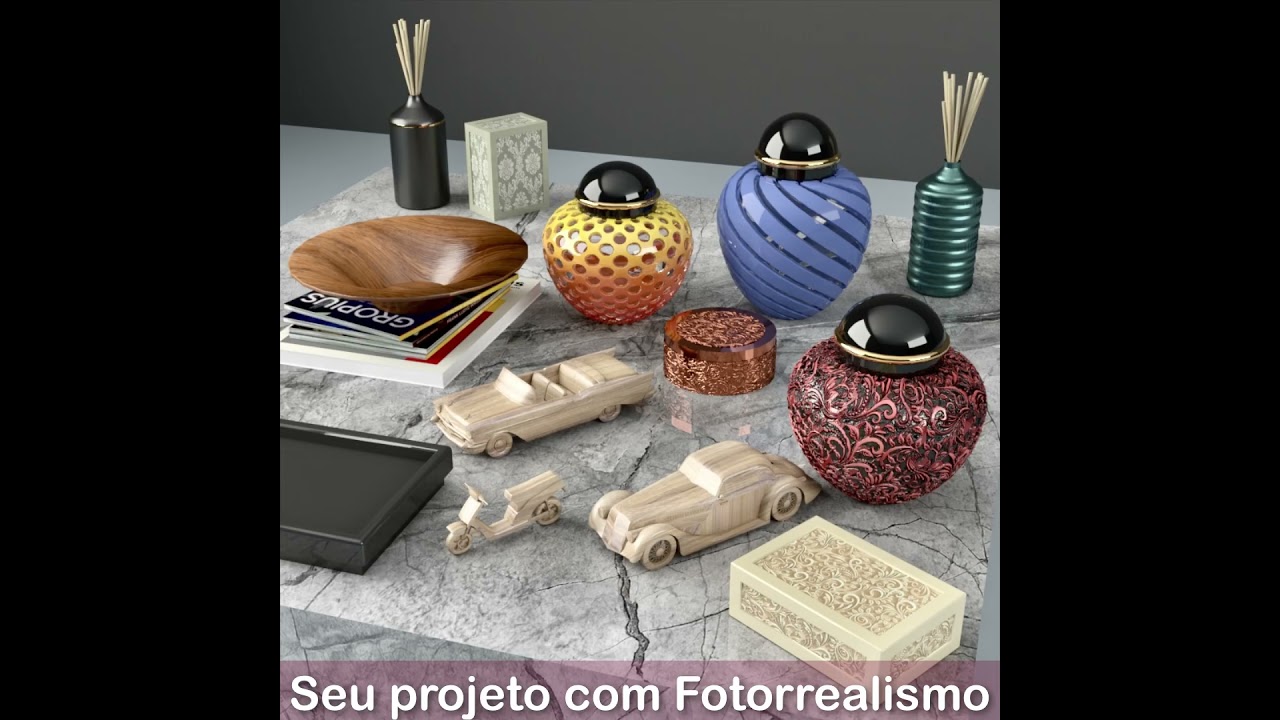 OBJETOS MODELADOS EM 3D! Maquete Eletrônica fotorrealista, com diferentes texturas e acabamentos.
