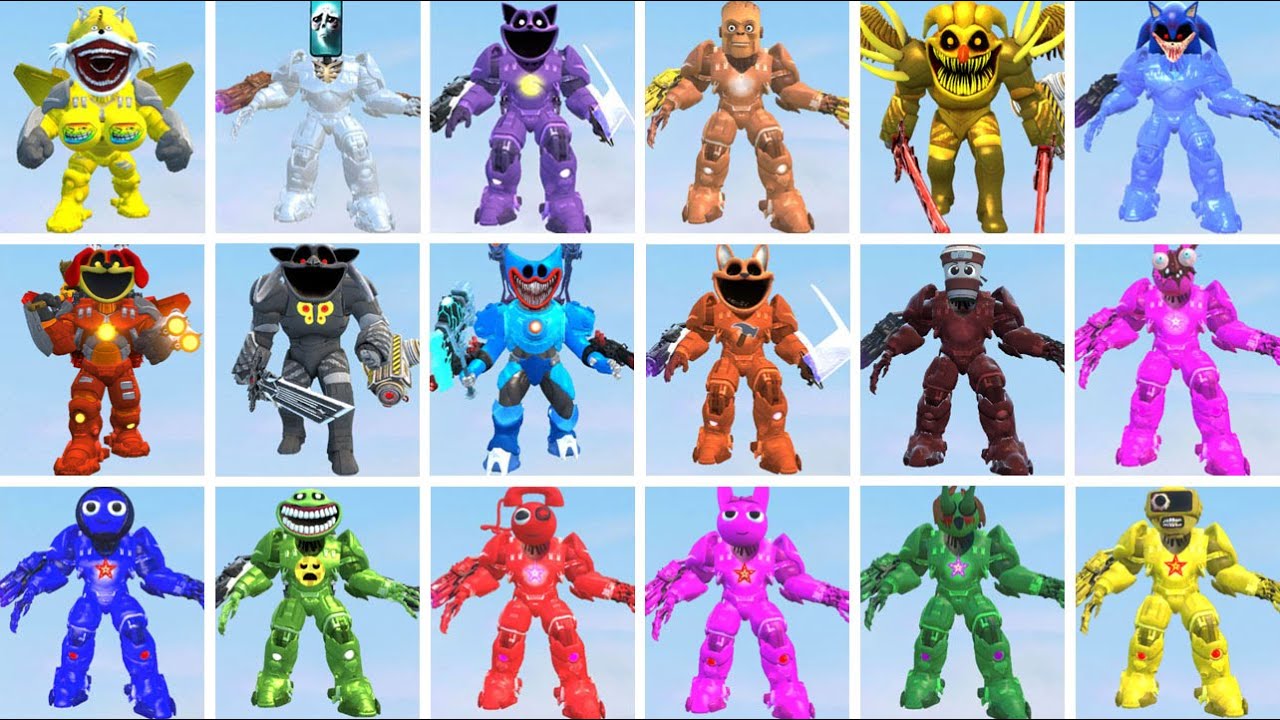 WHICH FAMILY IS STRONGER? MECHA TITAN SPRUNKI VS MECHA TITAN FISH POPPY PLAYTIME In Garry's Mod!
