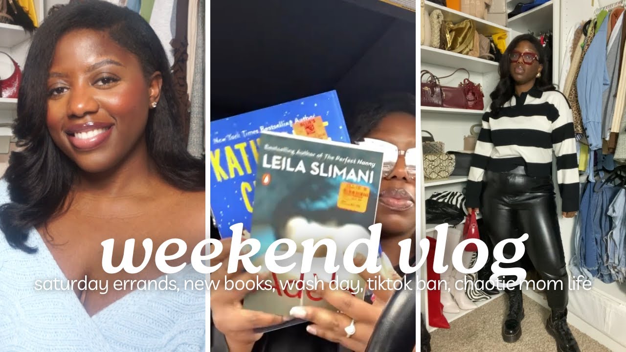 Vlog| saturday errands + new books + wash day + chaotic mom life