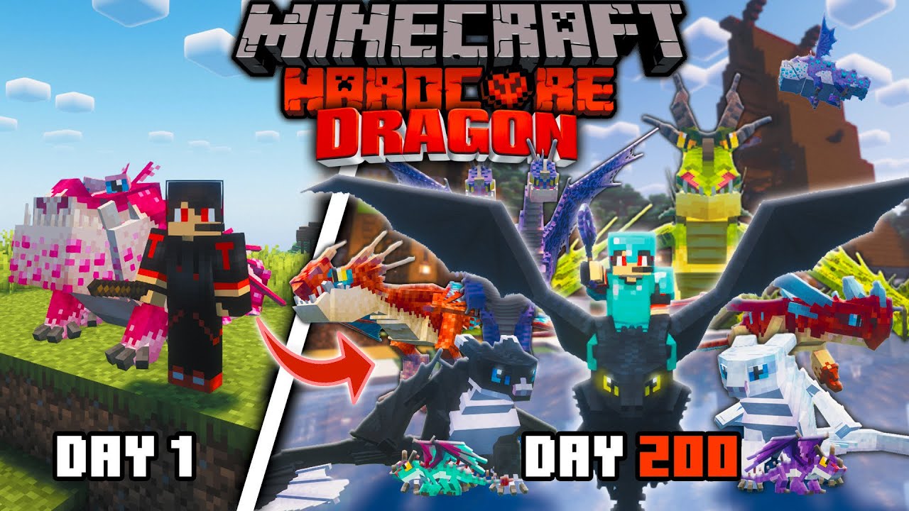 ไวกิ้งพิชิตมังกร🐲🗡️!! กับการเอาชีวิตรอด 200 วัน ใน Minecraft Hardcore!!(ตอนเดียวจบ)