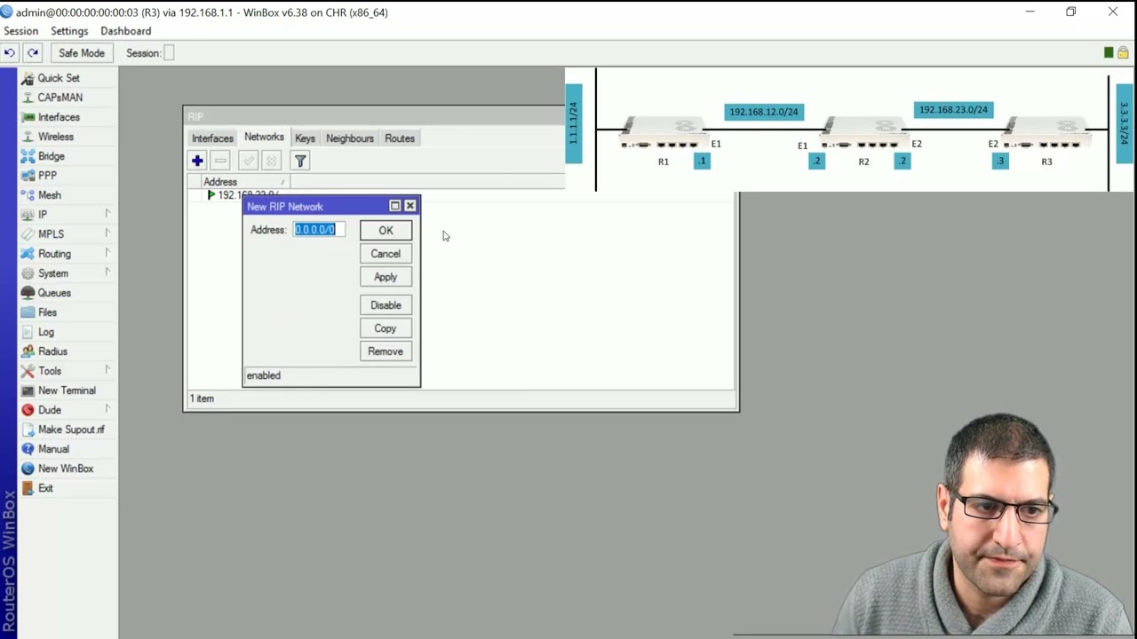 4- RIP Routing Protocol on MikroTik: Configure RIP routing protocol