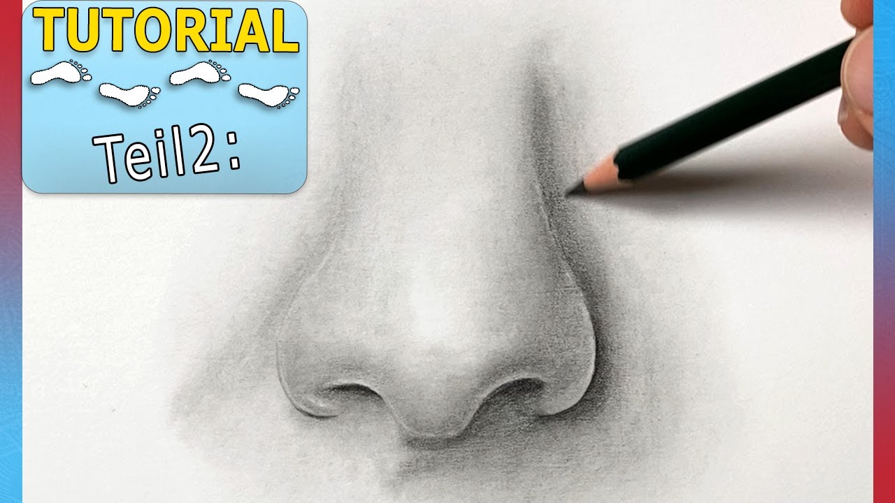Teil2: Nasen zeichnen einfach - Nase zeichnen lernen Tutorial für Anfänger. Nasenzeichnung Bleistift