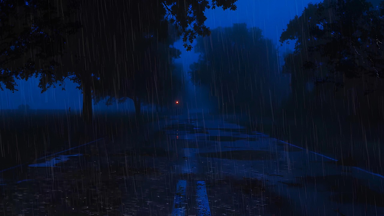 Lonely Rainy Road at Night 🌧️ Relaxing Rain Sounds for Deep Sleep & Stress Relief