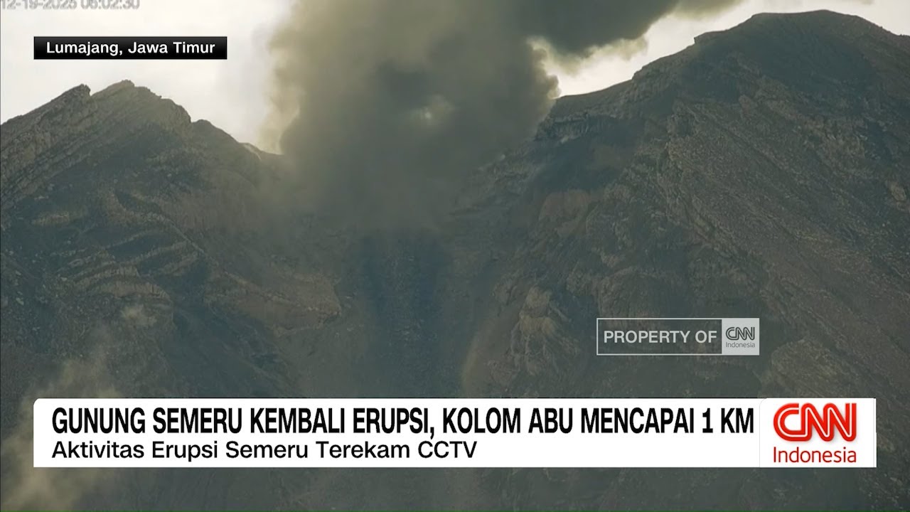 Gunung Semeru Kembali Erupsi, Kolom Abu Mencapai 1 Km