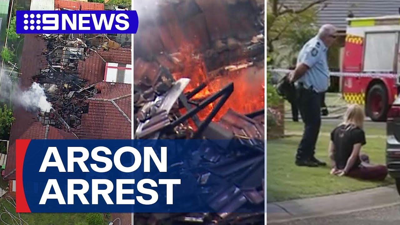 Man in custody after fire rips through his mother’s home | 9 News Australia