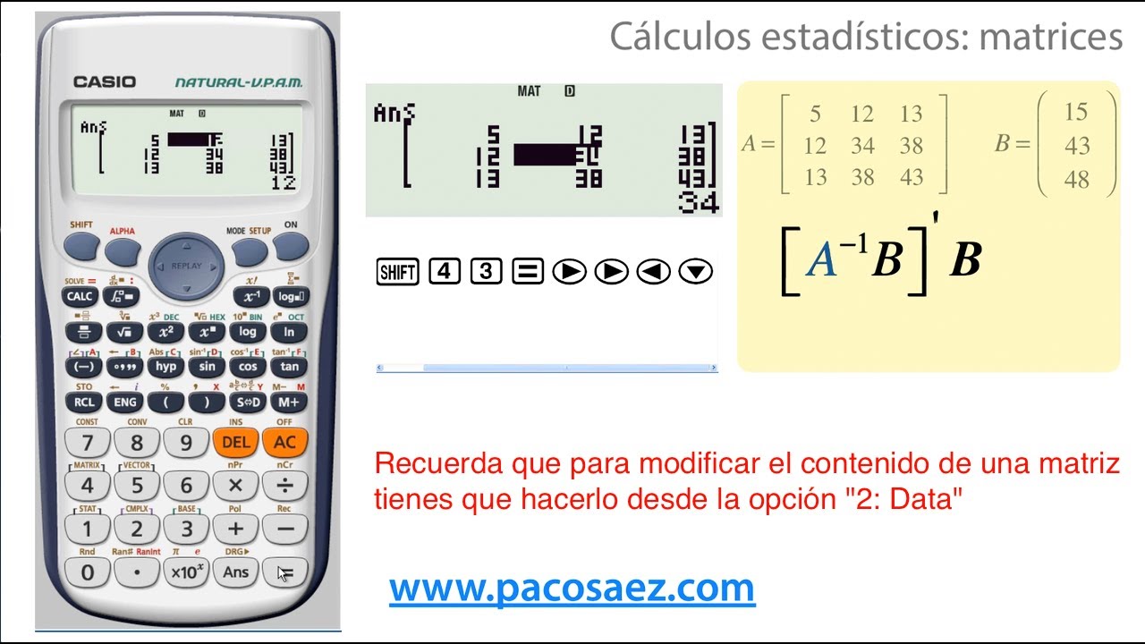 Calculadoras CASIO: cálculos con matrices
