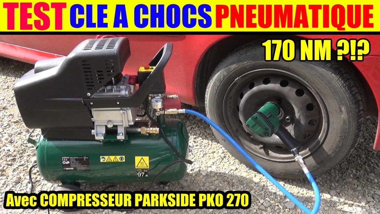 parkside compresseur lidl pko 270 + clé à chocs parkside pneumatique démonter  pneu de voiture