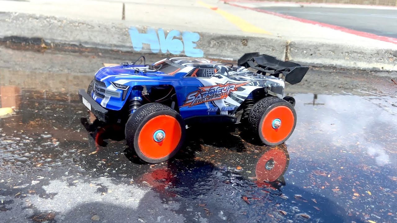 DEERC H16E with cheap Amazon tires. 2s rip