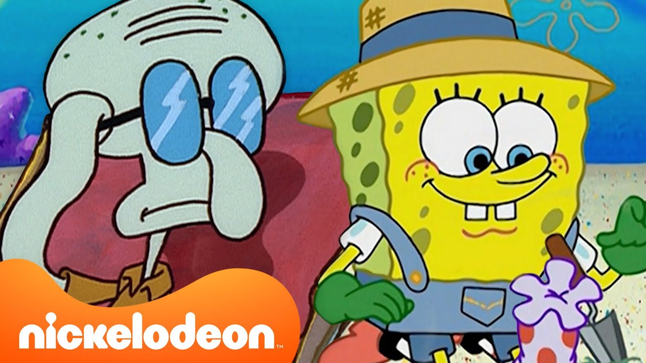 SpongeBob Characters Doing Human Things for 10 Minutes! 🧑‍🌾 | Nickelodeon UK