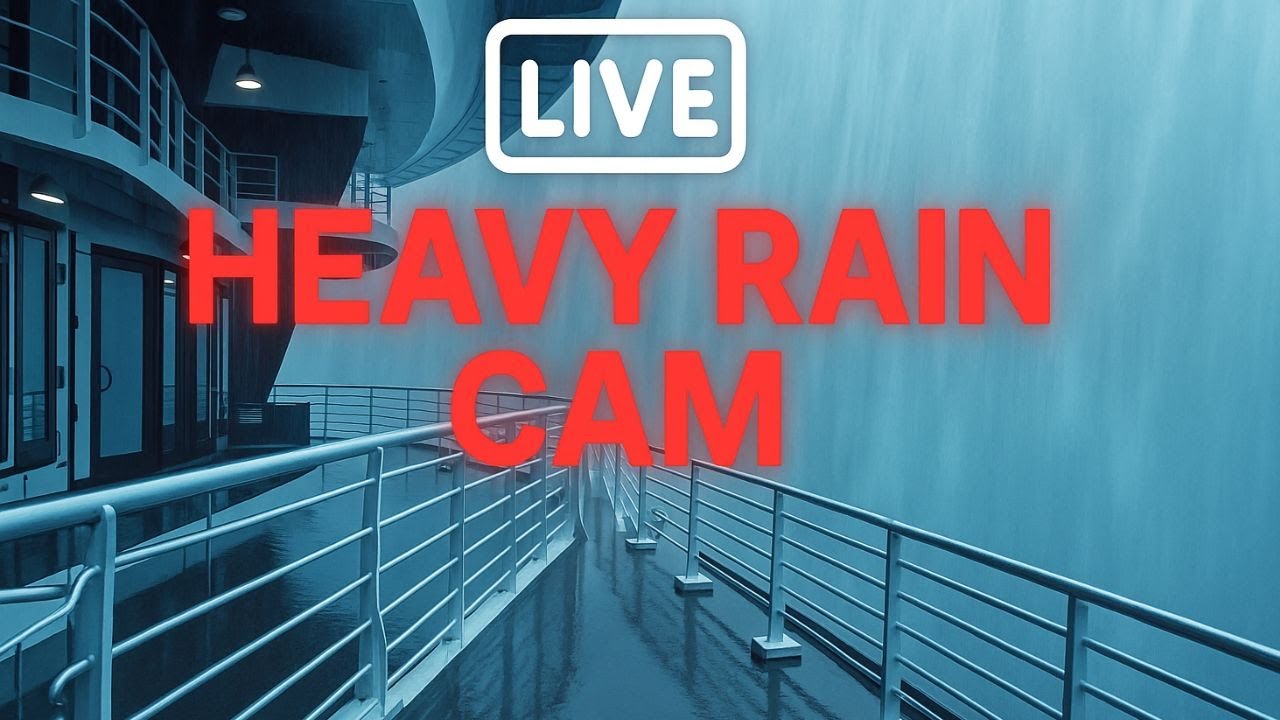 Atlantic Ocean Heavy Rain Cam | Dark Screen Sleep Storm Ambience
