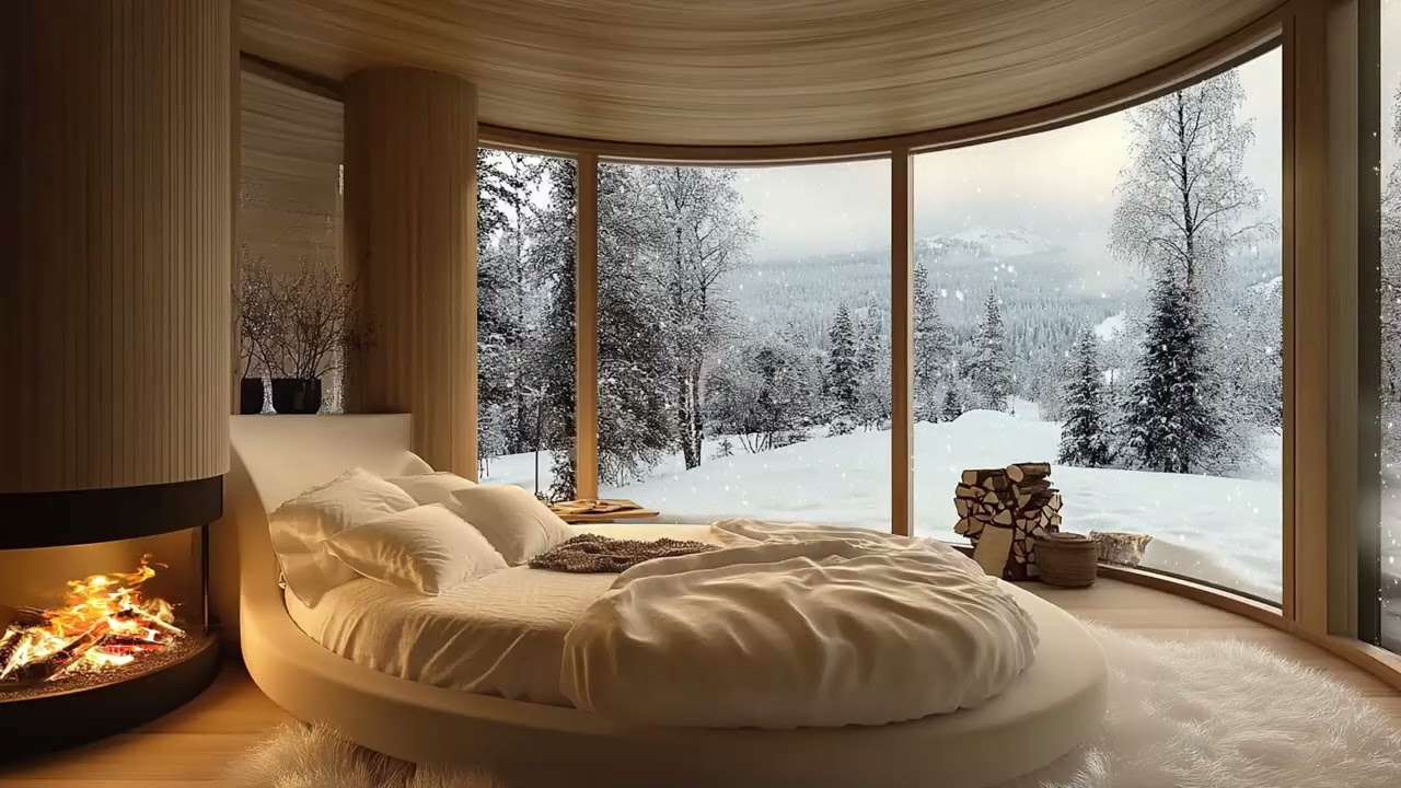 Winter Cabin by the Fireplace ❄️ Soft Piano Music for Deep Sleep and Peaceful Relaxation