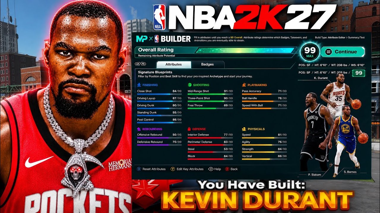 NBA 2K27: ПЕРВЫЙ КЕВИН ДЮРАНТ РОСТОМ 208 СМ &mdash; ЛУЧШИЙ ВАРИАНТ, СПОСОБНЫЙ ДЕЛАТЬ ВСЕ В ЛЮБОМ РОЛЕ.